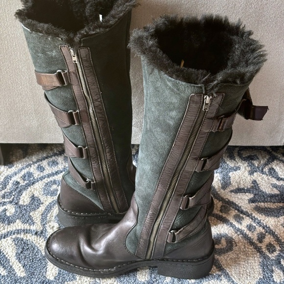Born Black Leather Shearling Lined Riding Winter Boots - Picture 2 of 9